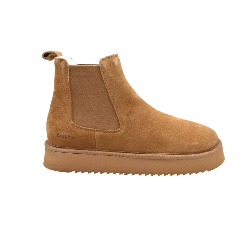 Copenhagen Stiefel Brandy Suede Platform Ankle Boots Brown
