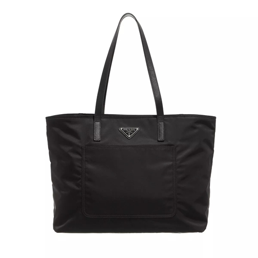 Prada Closed Shopping Bag With Front Pocket Black Shopper