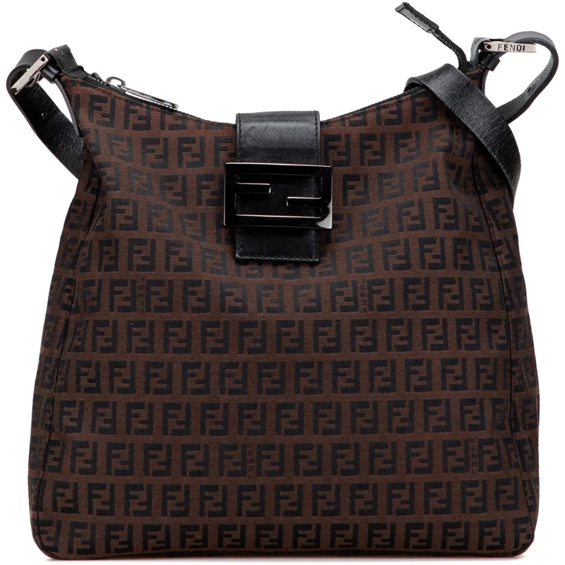 Fendi Schultertasche Zucchino Canvas Shoulder Bag braun