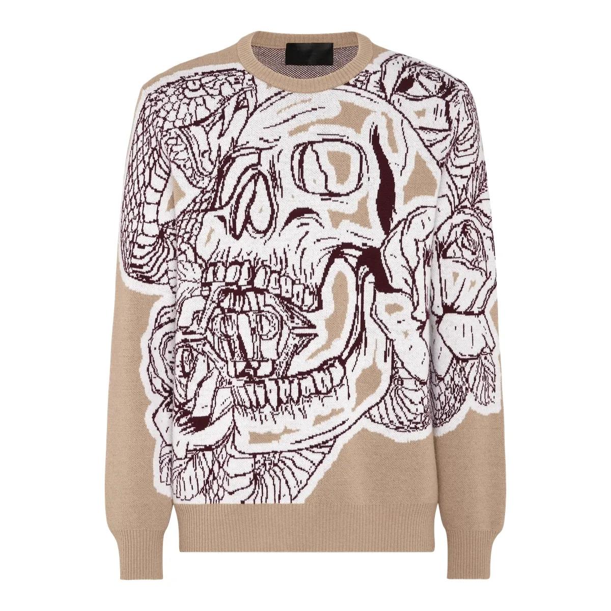 Thumbnail - Philipp Plein - Rundhalspullover Skull - Größe 3XL - beige