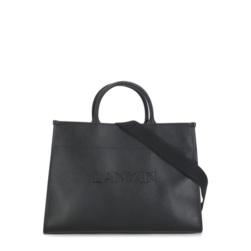 Lanvin Black Leather Shopping Bag Black Tote