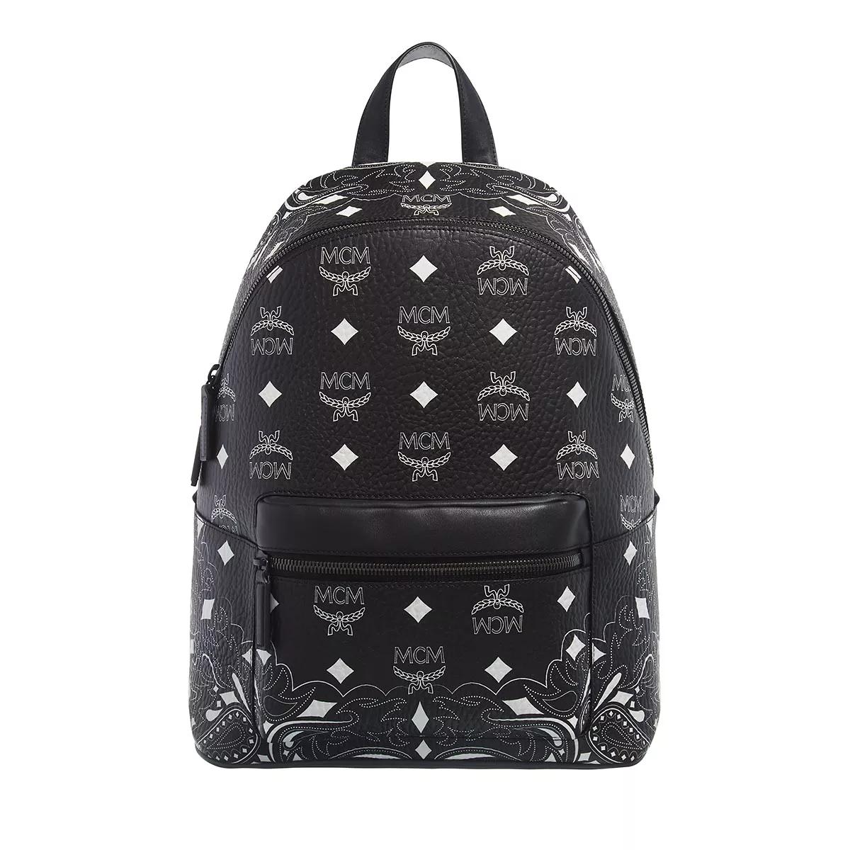 Mcm backpack 2025 black and white