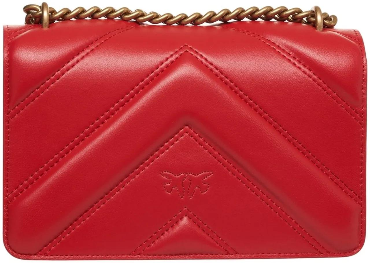 pinko Hobo bags Quilted Red Leather Mini Love Shoulder Bag in rood