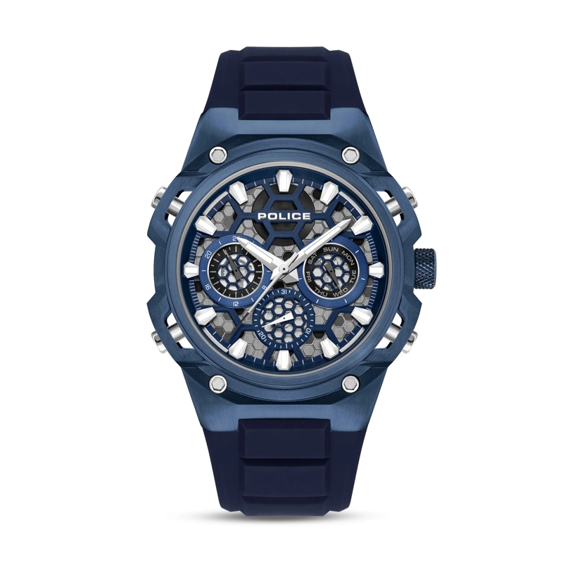 Police Automatikuhr Quarzuhr Challenger blau