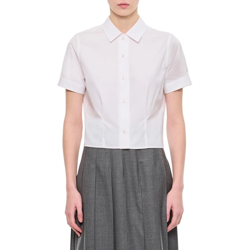 Thom Browne Hemden Short Sleeve Tucked Blouse In Poplin White