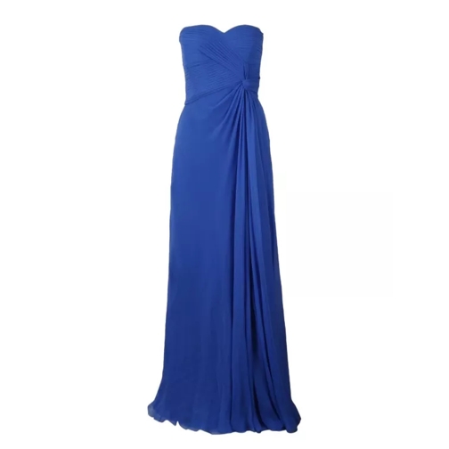 Alberta Ferretti Organic Chiffon Long Dress Blue 