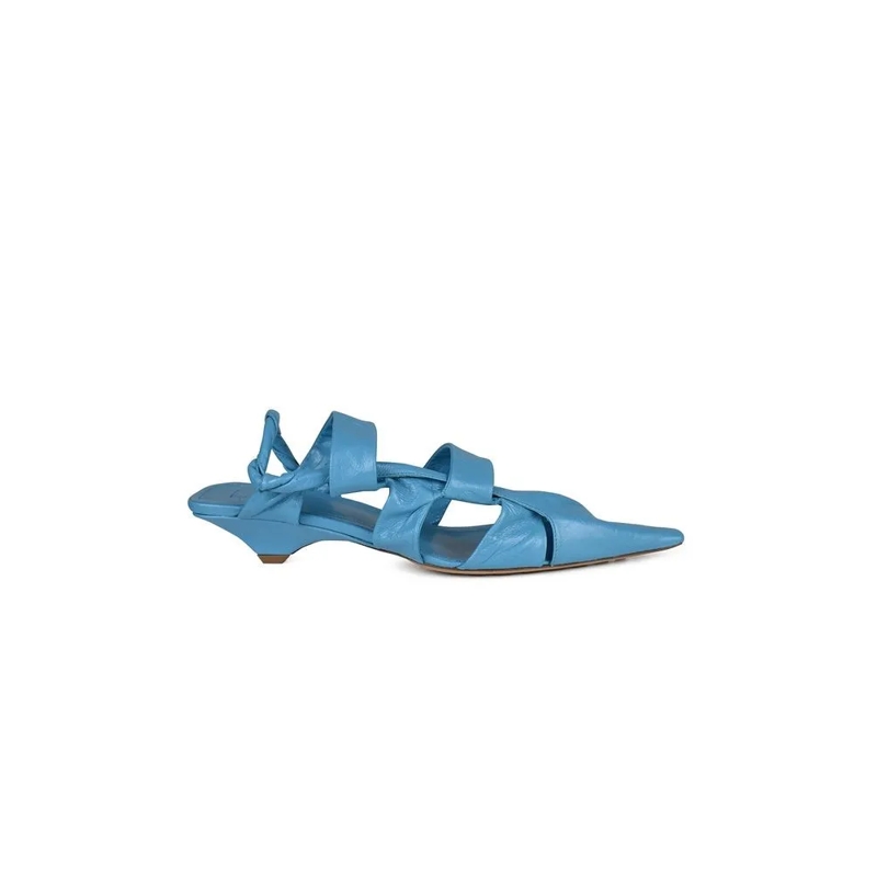 Bottega Veneta Sandalen Pointed-Toe Blue Leather Sandals With Slingback St Blue