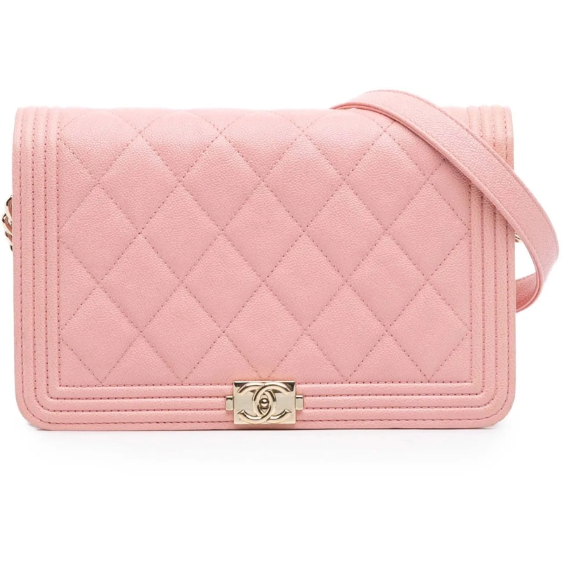 Chanel Schultertasche Quilted Caviar Boy Wallet on Chain rose