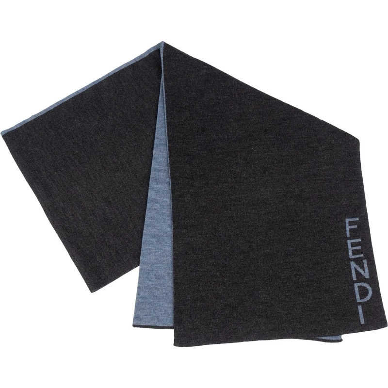 Fendi Écharpe en laine Fendi Reversible Wool Logo Scarf blau