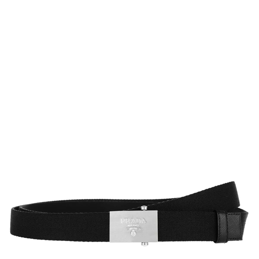 Prada Logo Engraved Buckle Belt Nylon Black Webgürtel