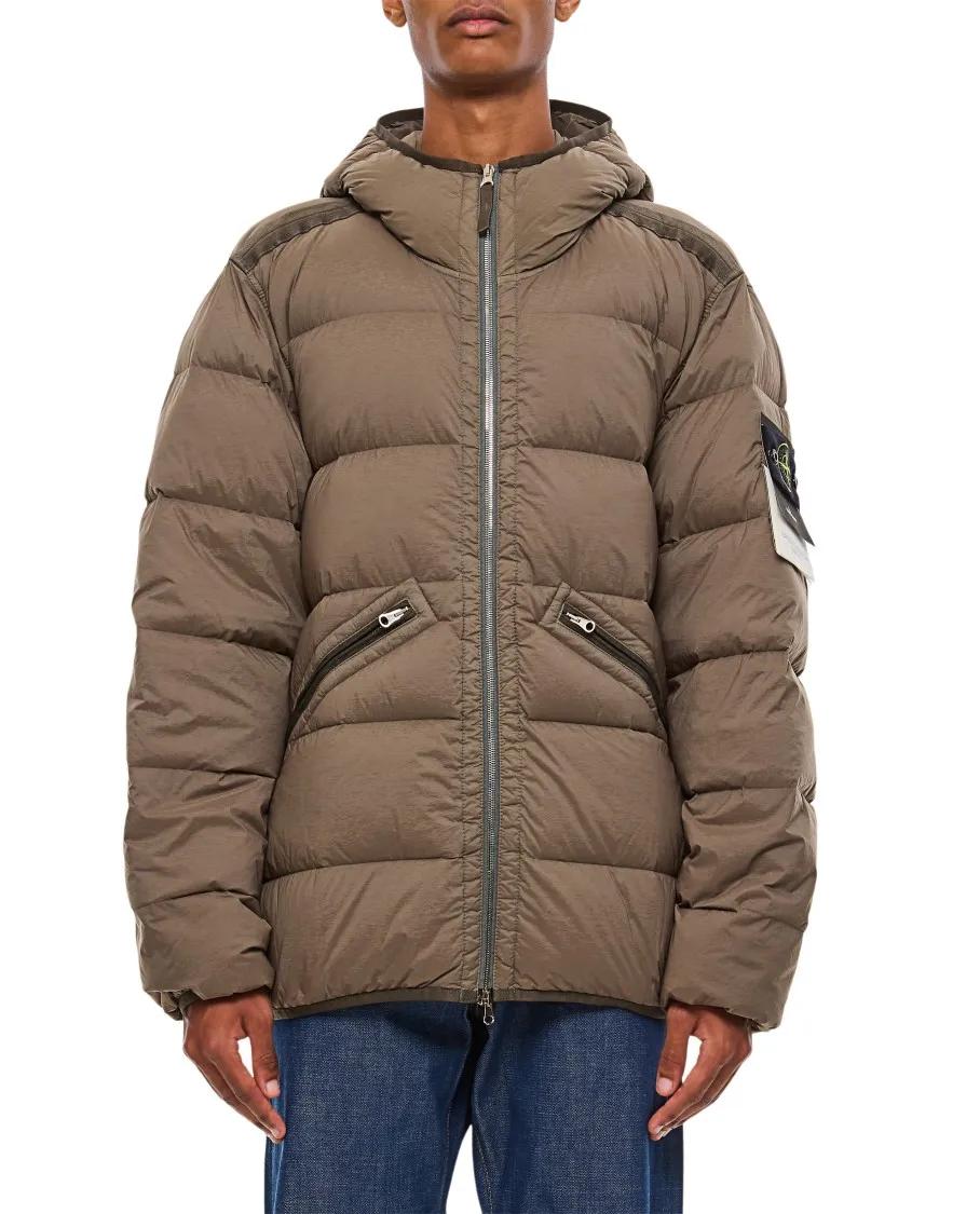 Stone Island - Real Down Jacket - Größe L - braun