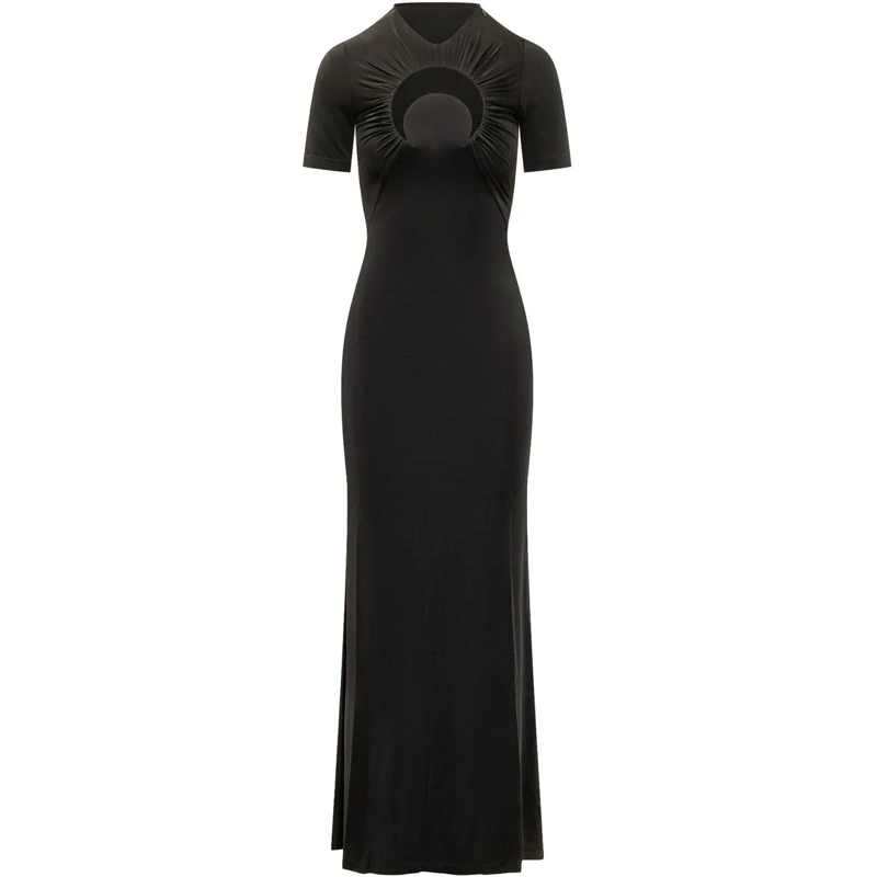 Marine Serre Robe longue Moon Hole Long Dress schwarz