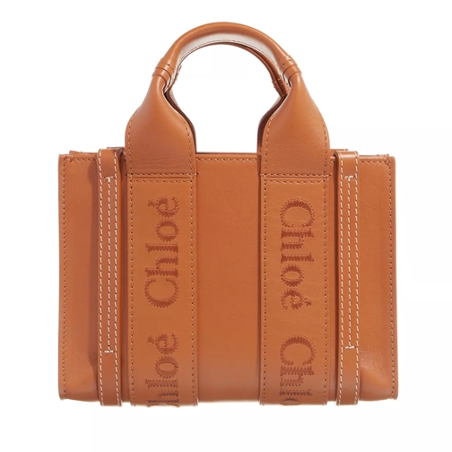 Chloé Woody Mini Tote Bag Calfskin Caramel Minitasche