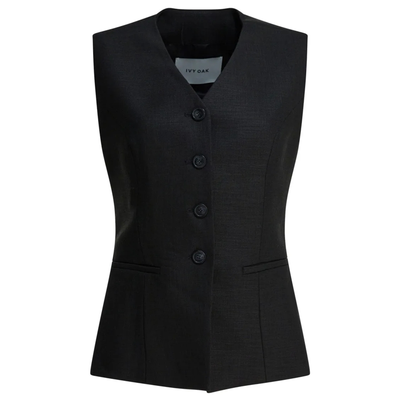 Ivy & Oak Veste de transition Tailored Sleeveless Jacket With V-Neckline Black