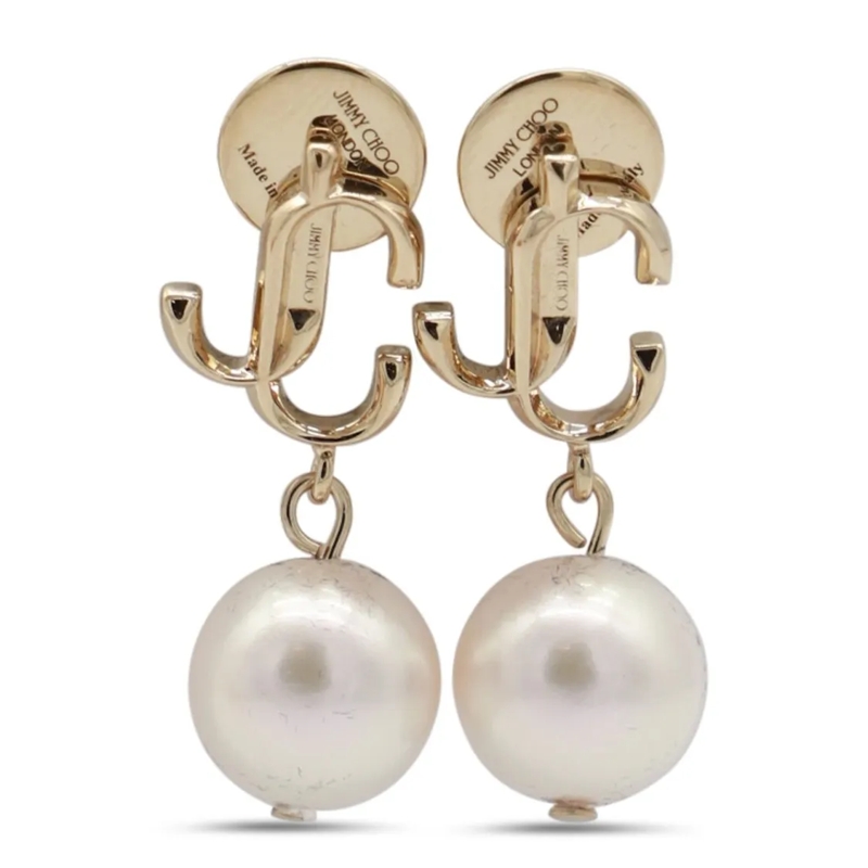 Jimmy Choo Oorknopjes Pearl-Embellished Gold-Tone Brass Earrings Not Applicable