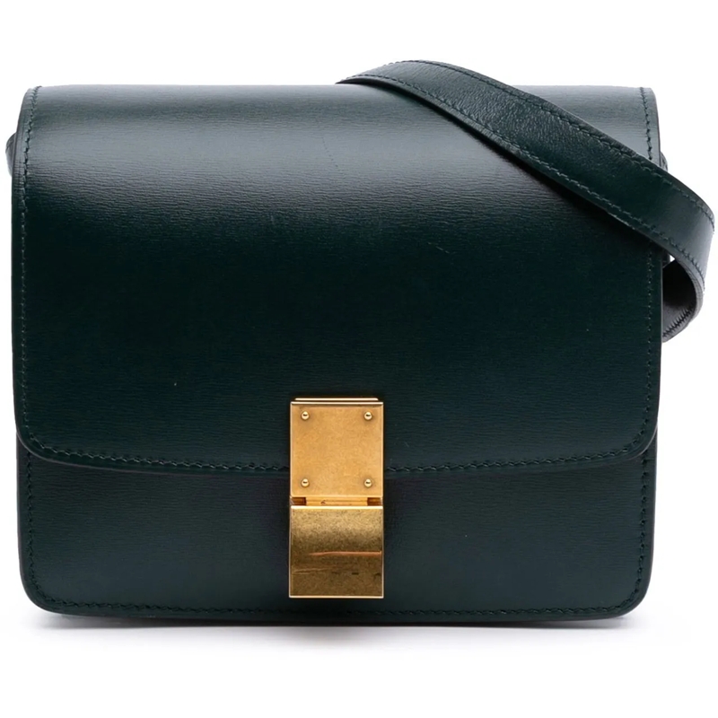 Celine Schultertasche Small Calfskin Classic Box grün