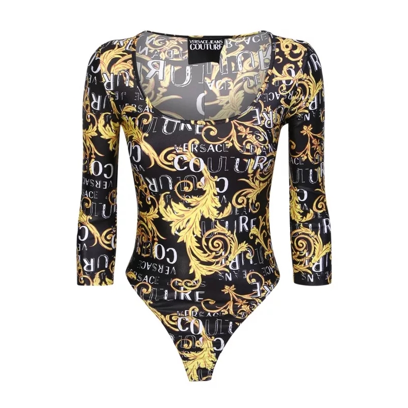 Versace Jeans Couture  Black Long Sleeve Bodysuit Black