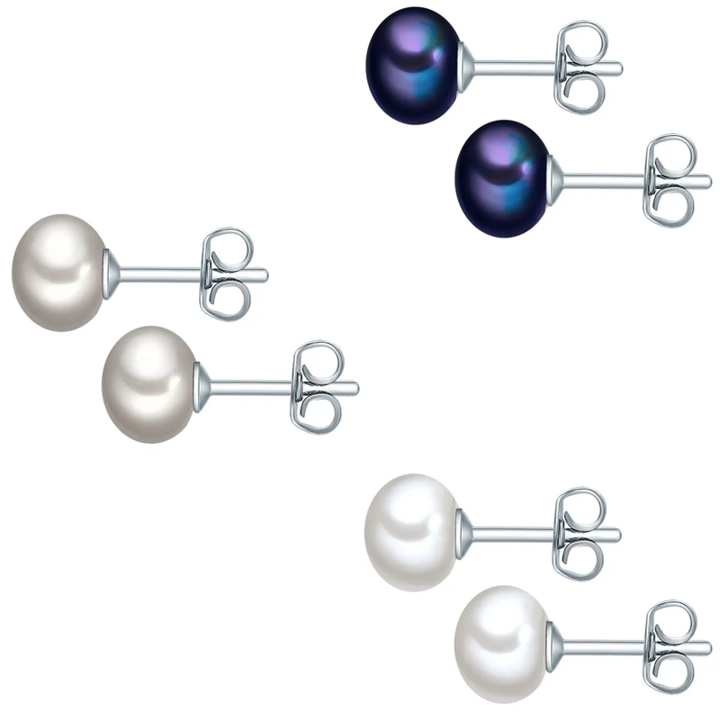 Valero Pearls Ohrstecker Sterling Silber Perlen-Ohrstecker Süßwasser-Zuchtp bunt(Image 2)