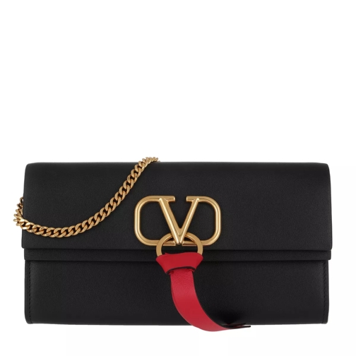 Valentino Garavani V Logo On Chain Wallet Black Crossbody Bag