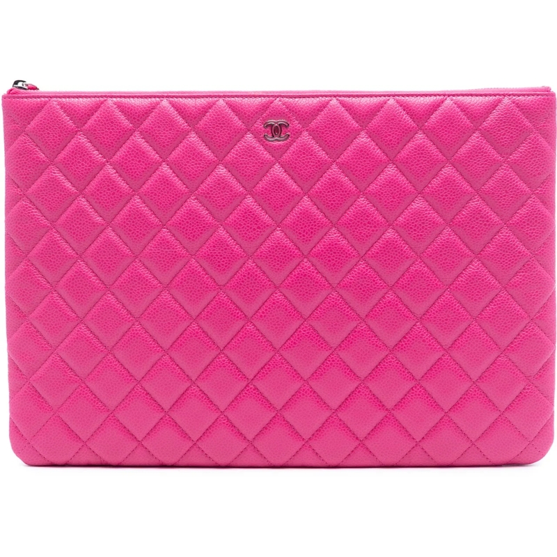 Chanel Clutch Large Quilted Caviar O Case Clutch rose