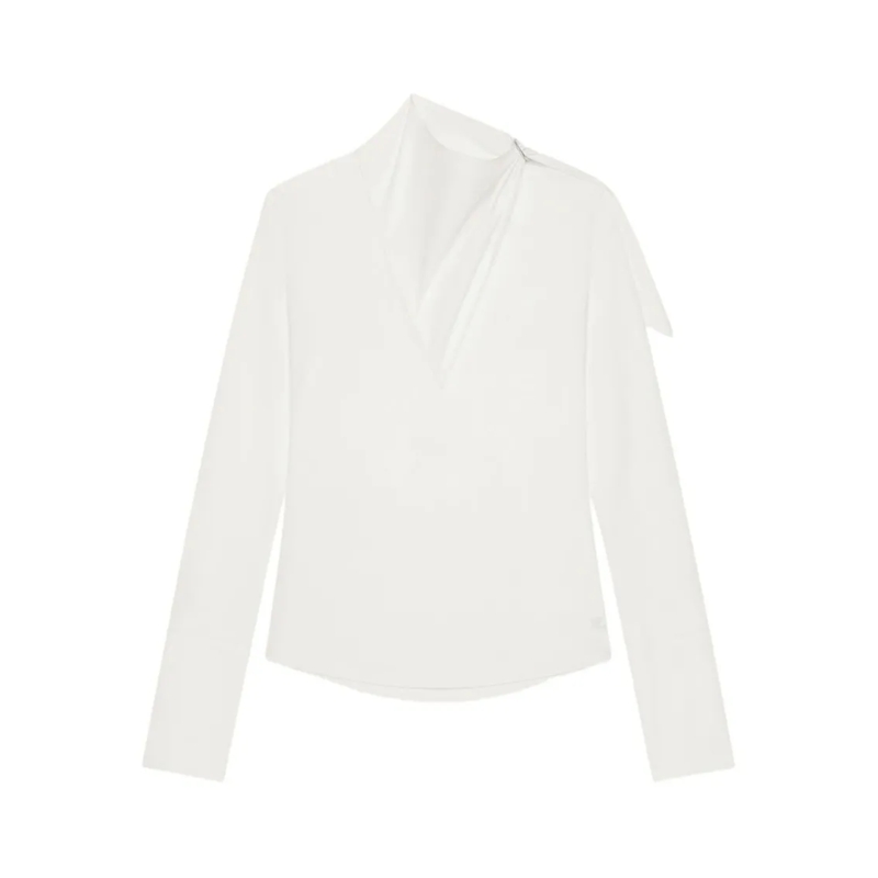 Courrèges Langärmeliges Oberteil Asymmetric White Long-Sleeved Top White