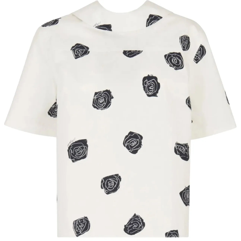 Marni T-shirt Floral Top White weiß