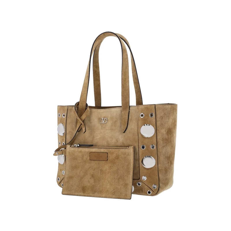 Valentino Garavani Tote Structured Beige Handbag With Minimalist Design Neutrals