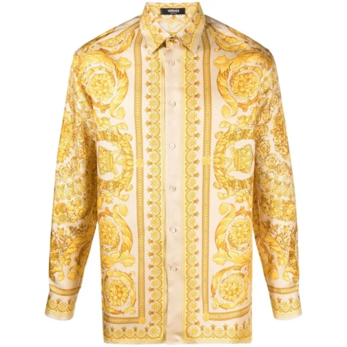 Versace Barocco Silk L/S Beige/Yellow Shirt Yellow 