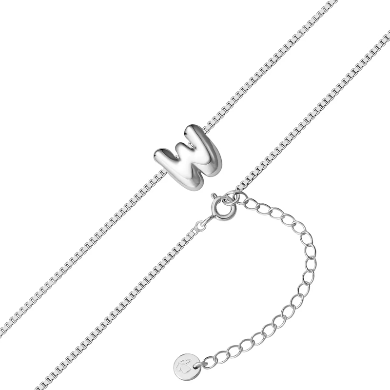 Glanzstücke München Mittellange Halskette Sterling Silber Halskette Buchstabe W silber(Image 3)