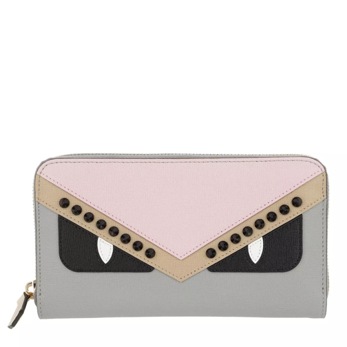 Fendi Zip Around Wallet Leather Light Pink Portemonnaie mit Zip-Around-Reißverschluss