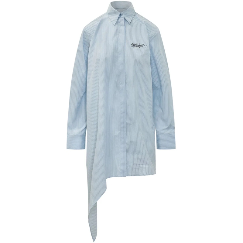 Off-White Midikleid Abito Camicia Asimmetrico hellblau
