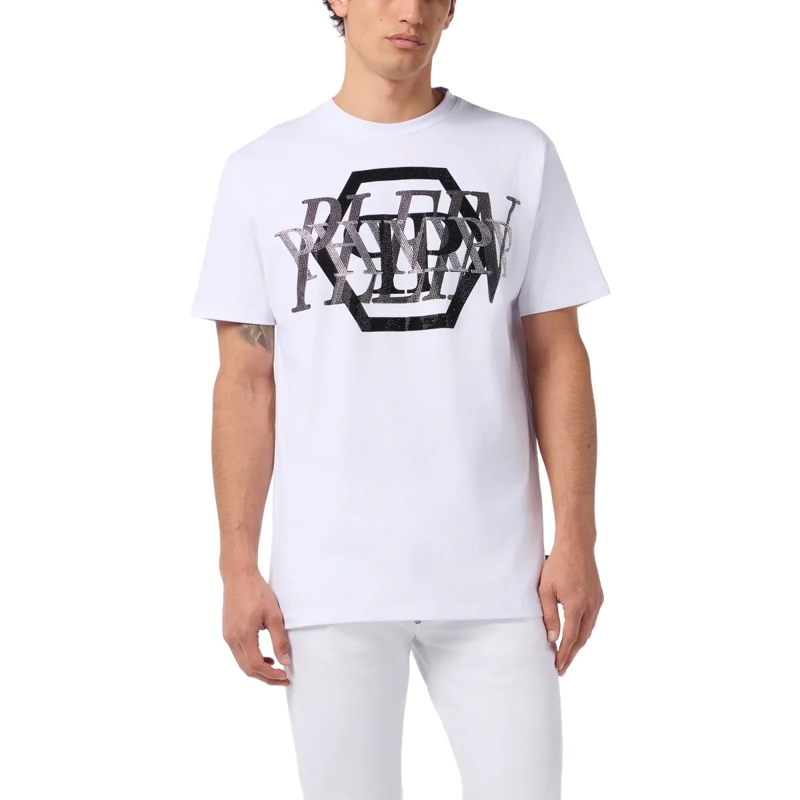 Philipp Plein T-Shirt Round Neck T-Shirt Logo Stones weiss(Image 3)
