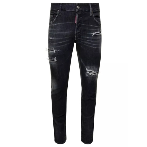 Dsquared2 Skater' Black Five-Pocket Jeans With Rips And Blea Black Jeans