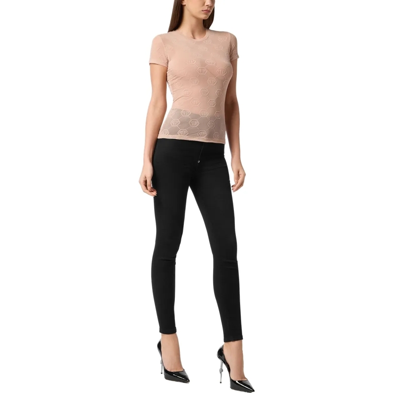 Philipp Plein T-Shirt T-Shirt Slim Fit Monogram nude(Image 4)