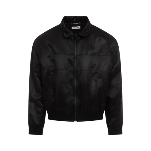 Saint Laurent Bomberjacken Satin Teddy Black Viscose-Silk Jacket Black