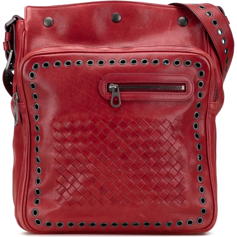 Bottega Veneta Schultertasche Nappa Intrecciato Grommet Crossbody rot