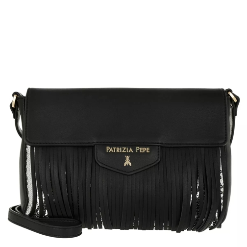 Patrizia Pepe Fringed Shopping Bag Black/Silver Paillettes Crossbody Bag