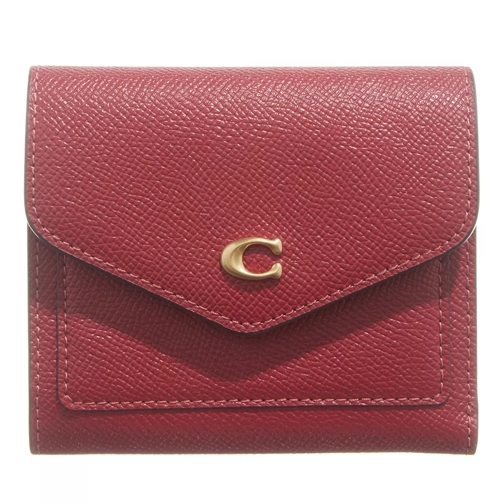 Coach Crossgrain Leather Wyn Small Wallet B4/Enamel Red Tri-Fold Wallet