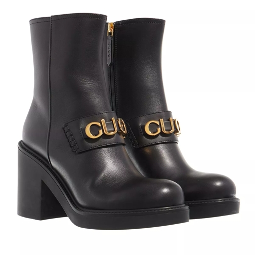 Gucci Woman Boot In Leather Black Ankle Boot