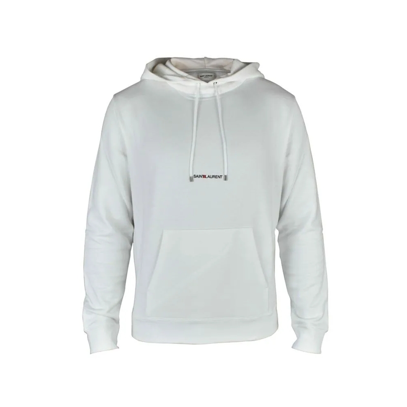 Saint Laurent  Organic Cotton Terry Cloth Hooded Sweatshirt White