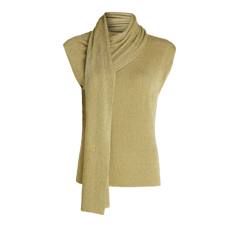 Karl Lagerfeld Gestricktes Oberteil Oberteil aus Metallic-Strick Top gold