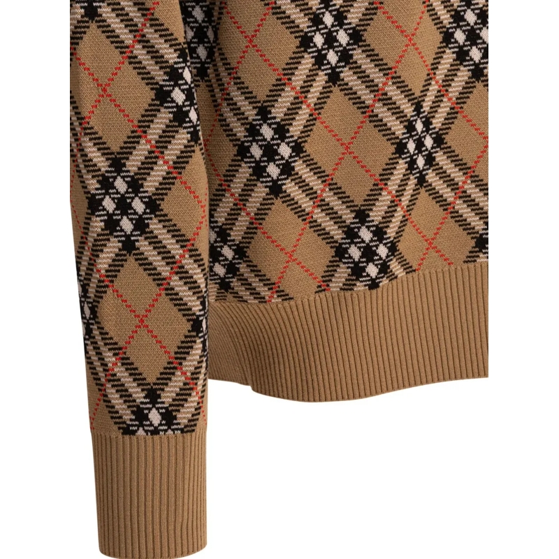 Burberry Pullover Wool Blend Crew Neck Sweater Brown(Image 4)
