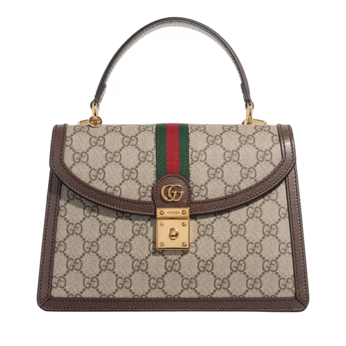 Gucci Ophidia GG Small Top Handle Bag Beige and Ebony Satchel