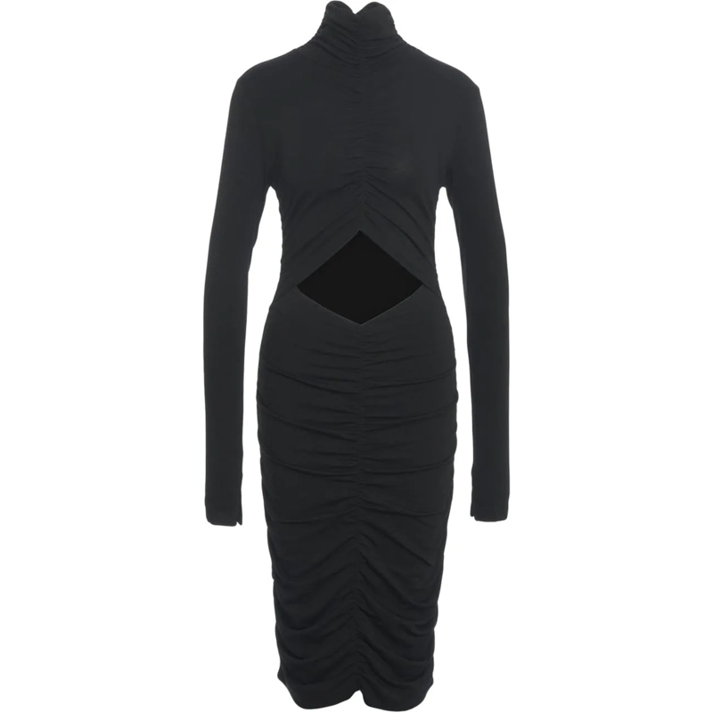 Thom Krom Midikleid Midi dress with cut-outs and turtleneck schwarz
