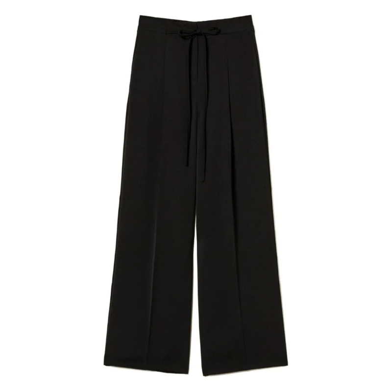 Twin-Set  Wide-Leg Trousers With High Waist Black
