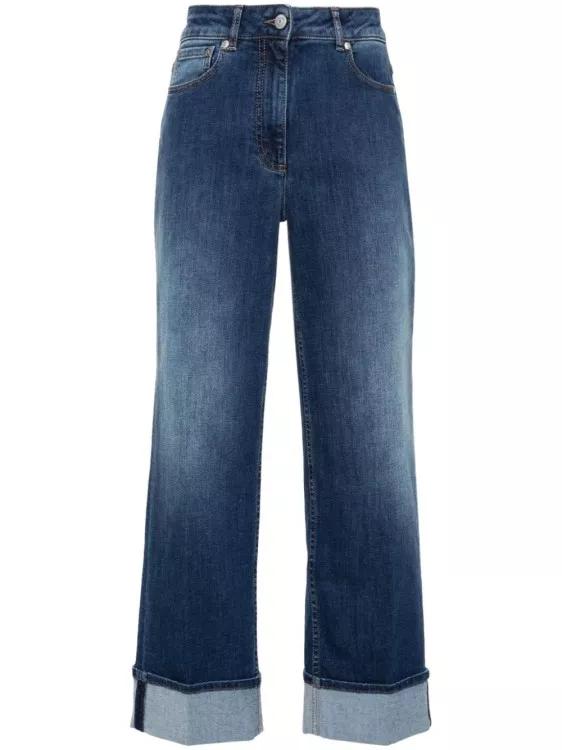 Peserico - High-Rise Straight-Leg Denim Jeans - Größe 40 - blue