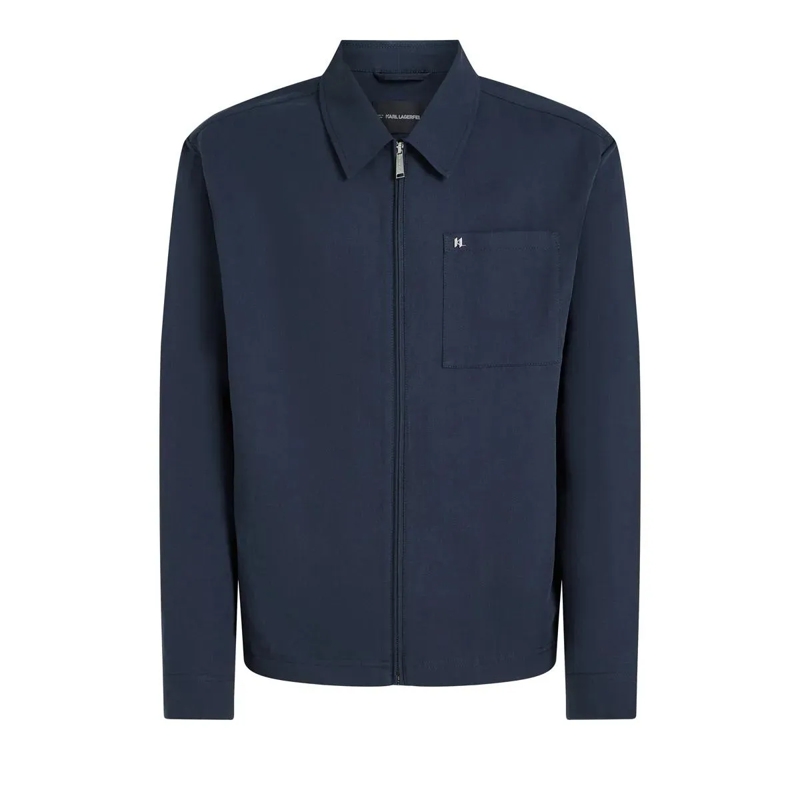 Karl Lagerfeld Daunenjacke Leinenjacke mit Reißverschluss Jacke dunkel-blau