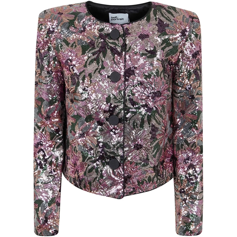 Self Portrait Übergangsjacke SELF-PORTRAIT FLORAL SEQUIN JACKET mehrfarbig