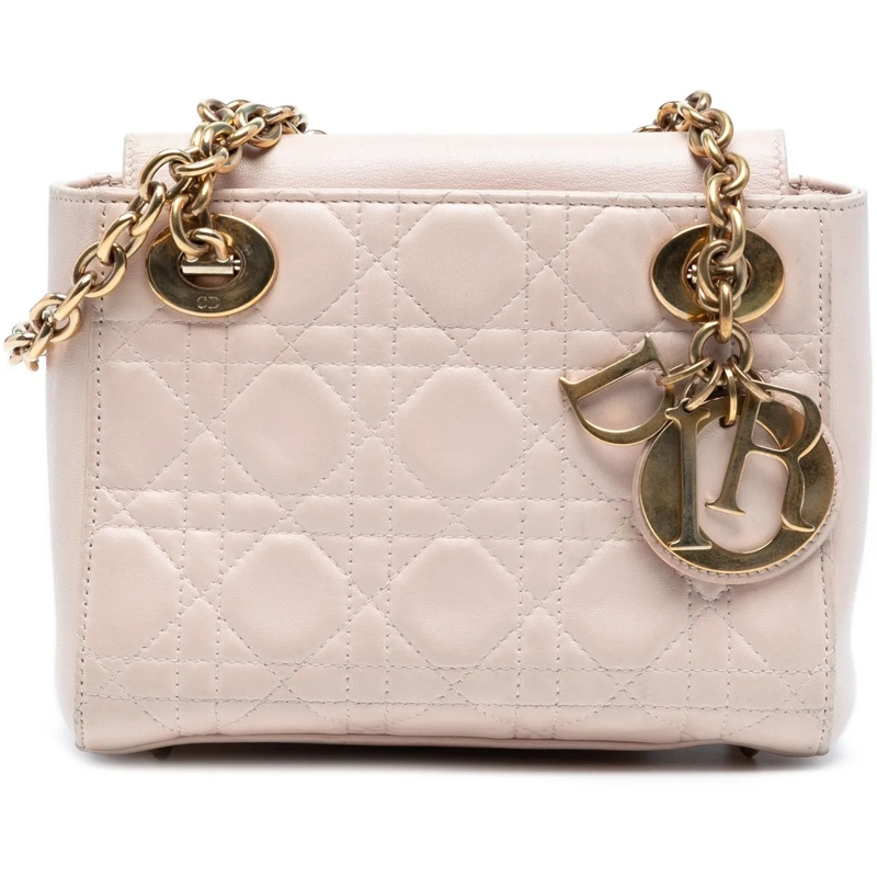 Christian Dior Schultertasche Lambskin Cannage Lady Dior Double Chain Bag rose