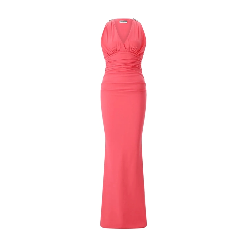 Chiara Boni Maxi-jurk Maxikleid mit Schmuckbroschen orange